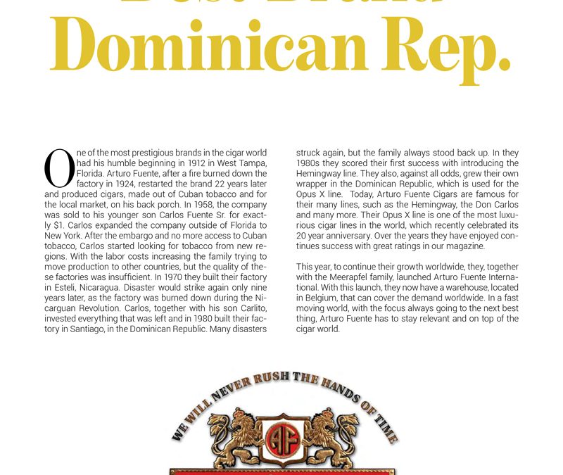CigarsLover Magazine Awards Best Brand Dominican Rep.